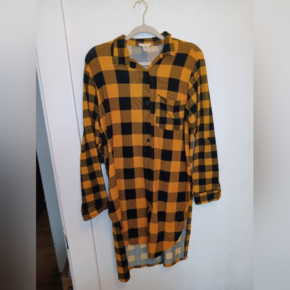 EUC nyc Button Down Plaid Long Sleeve Top 2X